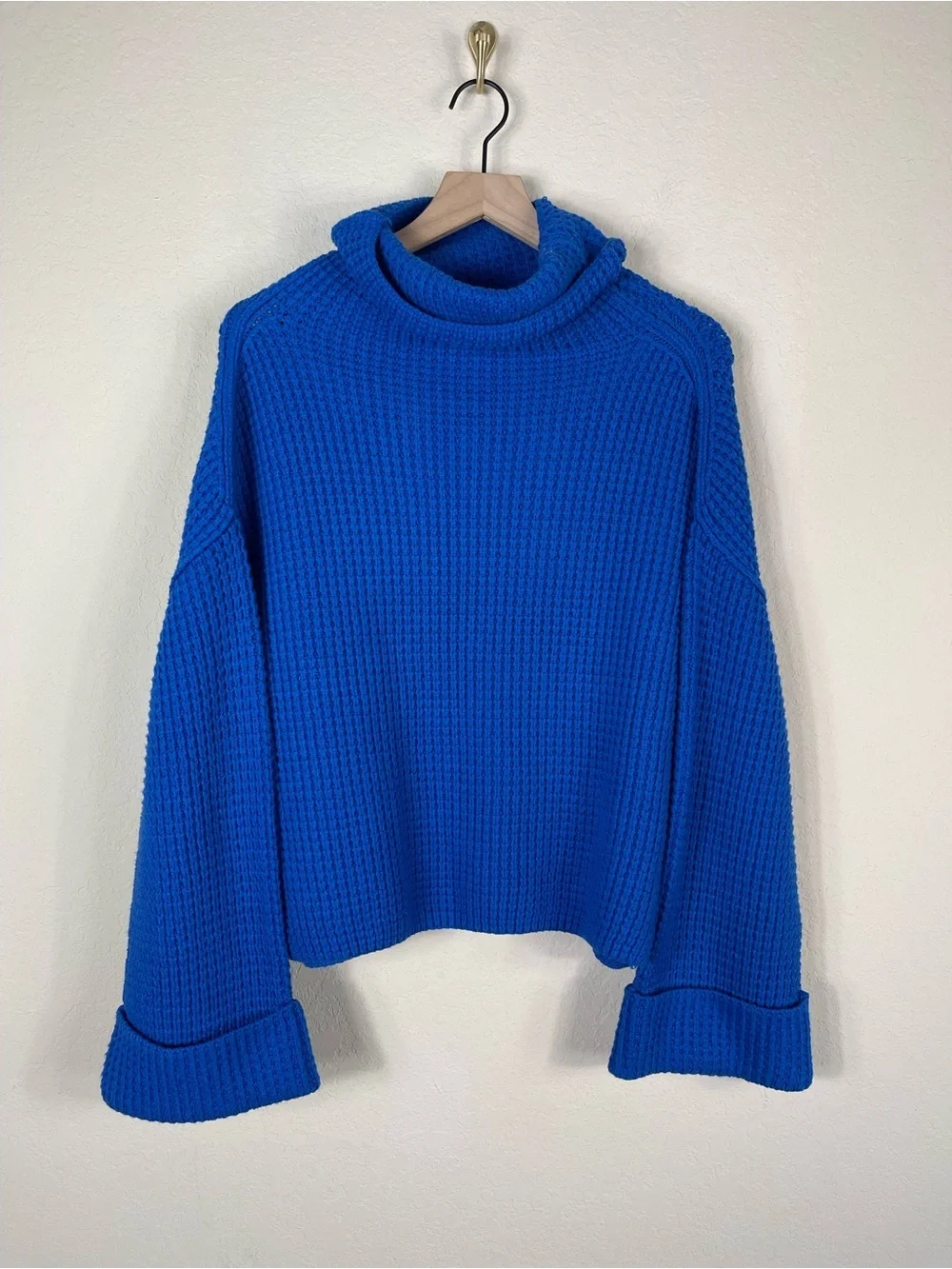 Free People Park City Pullover Cobalt Blue Size Small